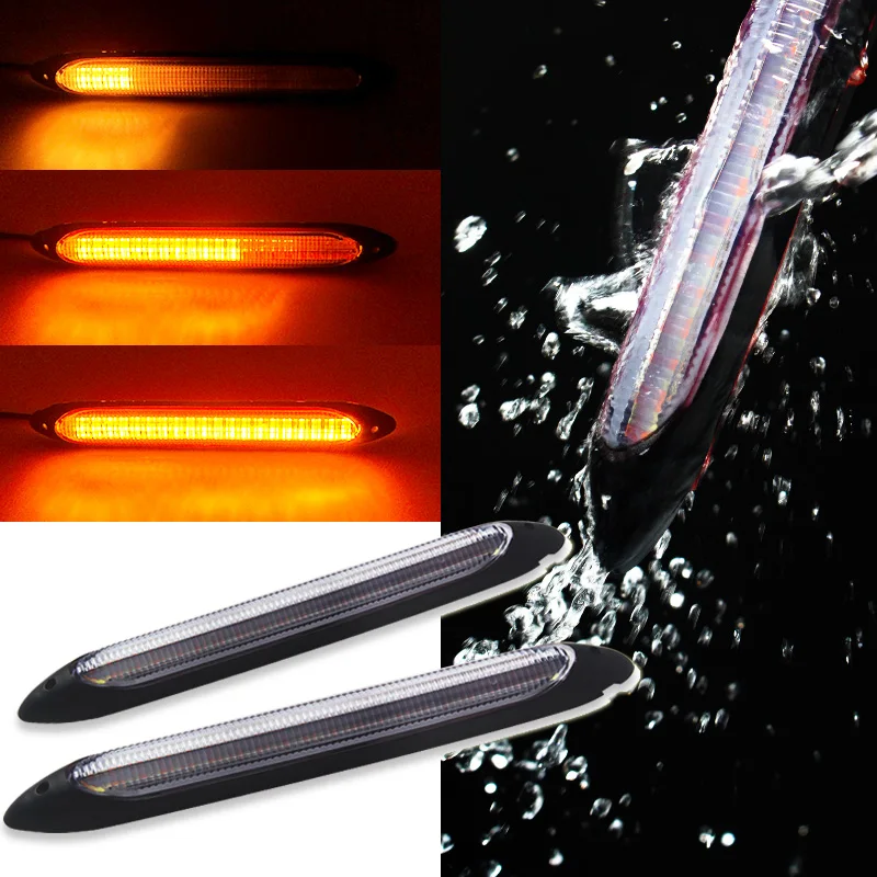 

2pcs Car DRL Light Universal LED Daytime Running Light Scan Waterproof Headlight Strip Sequential Flow Yellow Turn Signal red