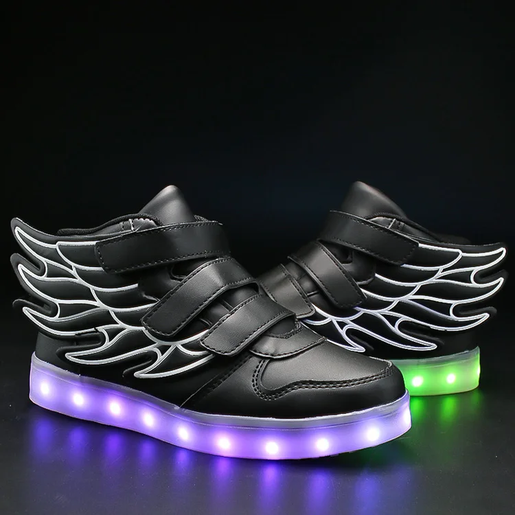 7ipupas New USB charging shoes 25-35 luminous shoes wing led shoes boys&girls fashion trend 7 colors luminous sneakers