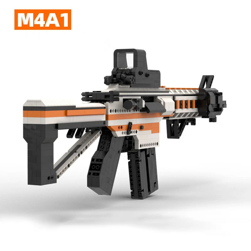 Militaire Moc M4A1 Gun Bouwstenen WW2 Swat Gun Model Assemblage Leger Accessoires Kan Schieten Speelgoed Voor Kinderen Kids Geschenken xmas