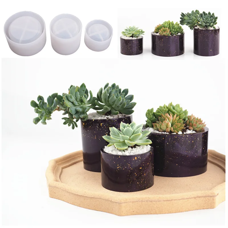 DIY Epoxy Resin Large Flower Pot Cup Shining Silicone Mold Jewelry Mold Home Decoration Plant Pot