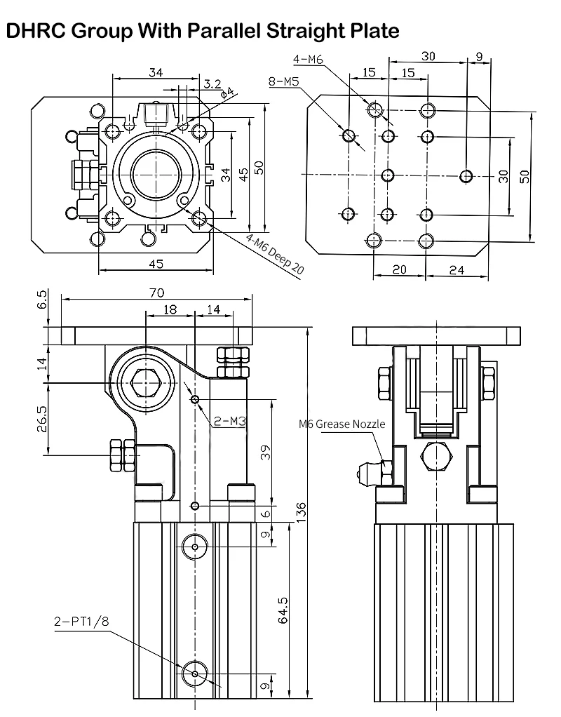 Zubehör für pneumatische Manipulatoren FCZ Seitenpositionierungs-Hebel DHRC32-30LB/ZB Vorrichtung 90-Grad-Kippzylinder – Detail 10