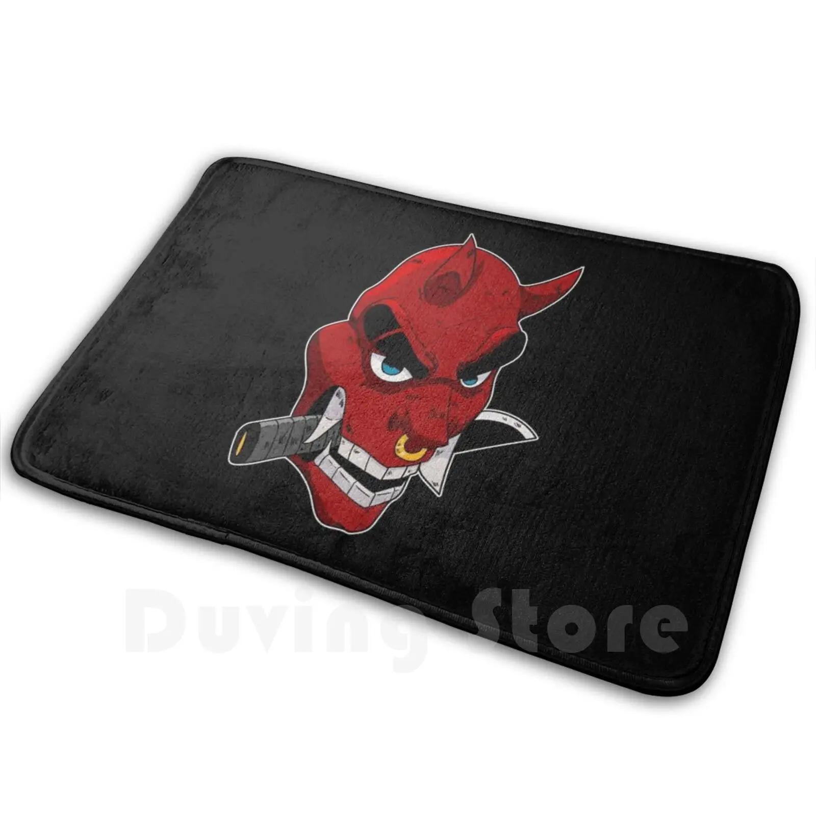 Anime Red Demon Oni Soft Non-Slip Mat Rug Carpet Cushion Oni Japan Japanese Manga Anime Tradition Mythology Ogre Orc