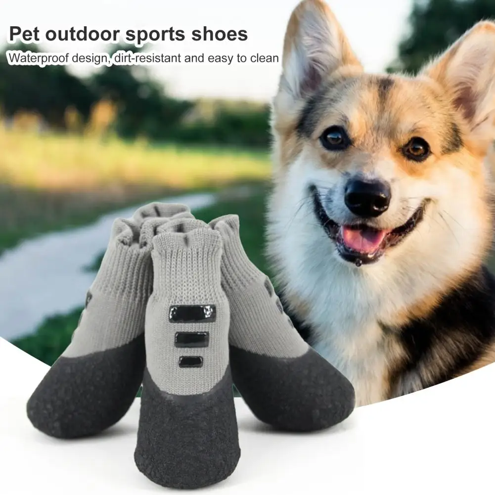 4Pcs Pet Shoes Waterproof Anti-slip Good Elasticity Pet Dogs Sneakers for Large Medium Small Dogs