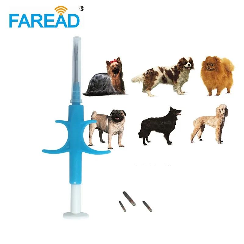 Faread 1.4x8mm/2*12mm buffalo Bioglass tag ICAR ISO FDX-B dog Animal painless implant RFID microchip injector pet chip syringe