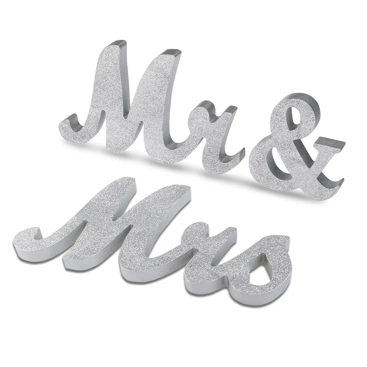 

Wooden Mr & Mrs Wedding Decor Display Card Photograph Props English Word Silver Golden Powder Table Display Decoration Oranments