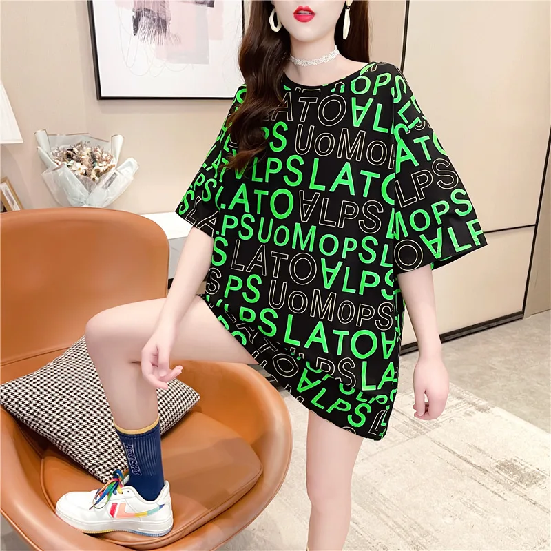 Harajuku Oversize Female Tshirt Print letter Short Sleeve black Tops Tees Fashion Casual T Shirt Women Clothing T-shirts