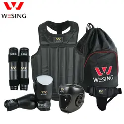 Wesing Wushu Sanda Set 6pcs Protective Gear Chest Guard Headgear Protection Supporter Sanda Equipment