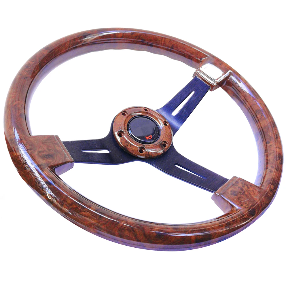 

14'' 350mm Racing Car Steering Wheel Wood Brown Color Dimple ABS Steering Wheel Auto Sport Steering Wheel