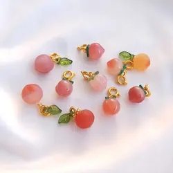 Designer Charms Agate Peach Pendant Earrings Manufacturing Materials Gold Plated Charms for Jewelry Making DIY Accessories