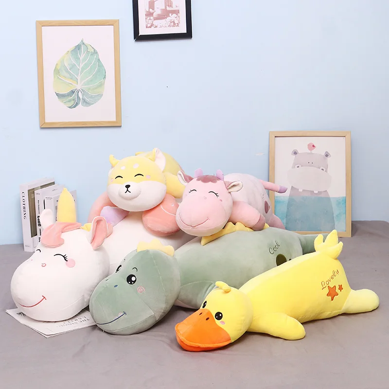 

70-110CM cute large mollusk plush toy doll unicorn dinosaur duck cow shiba inu animal pillow creative home kids gift