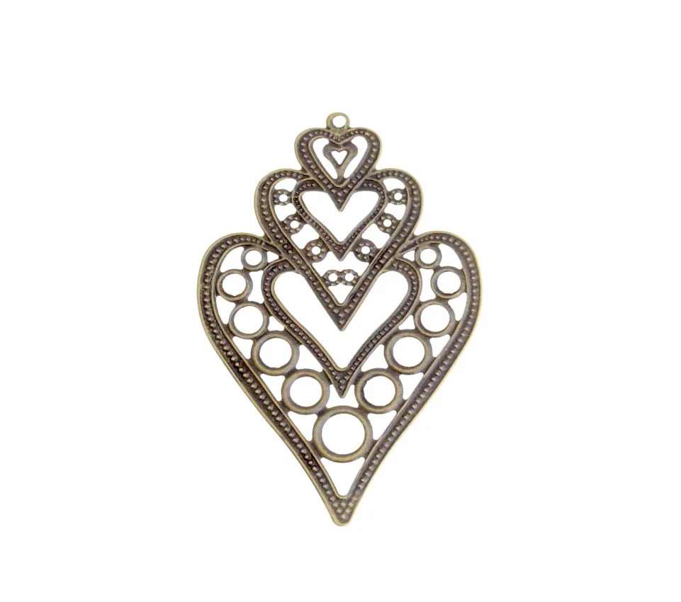 10Pcs Silver/Gold/Bronze Filigree Wraps Connectors Metal Crafts Gift Decoration DIY Findings 55x85mm