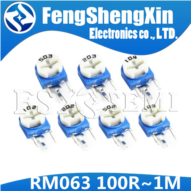 20pcs New RM063 Trimpot Trimmer Potentiometer variable resistor RM-063 100 200 500 1K 2K 5K 10K 20K 50K 100K 200K 500K 1M ohm