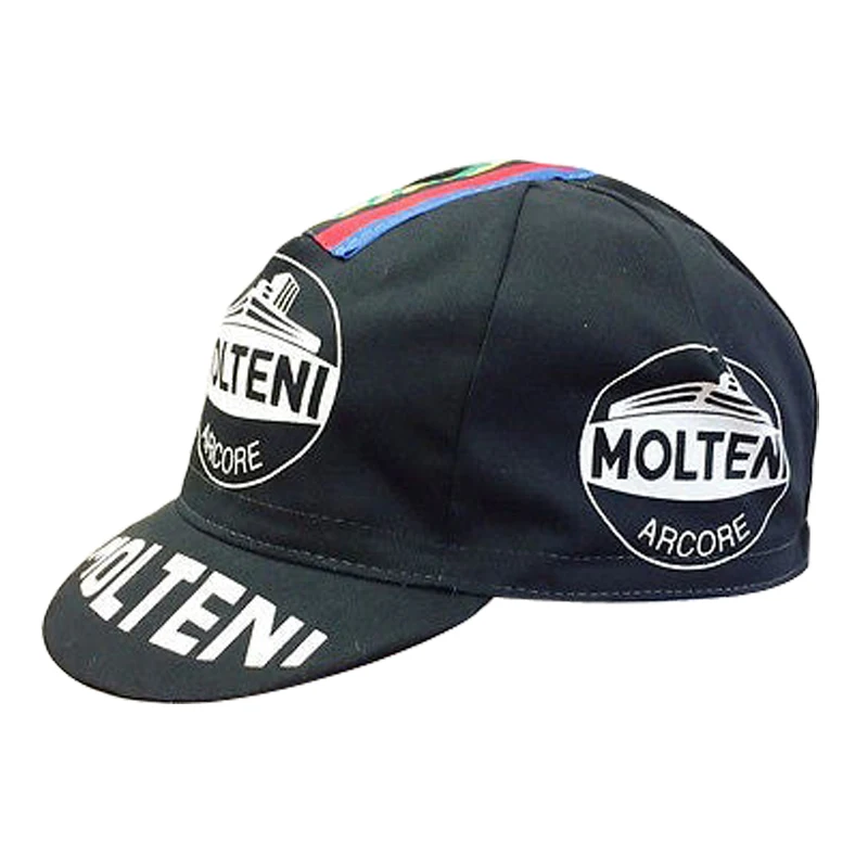 Retro Molteni Cycling Caps Black/White/Orange Bike Hat One Size Fits Most