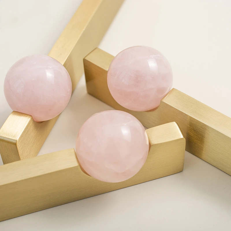 Furniture Original Design High-End Brass Handle Natural Crystal Ball Light Luxury Wind Wardrobe Shoe Cabinet Drawer Long Handle