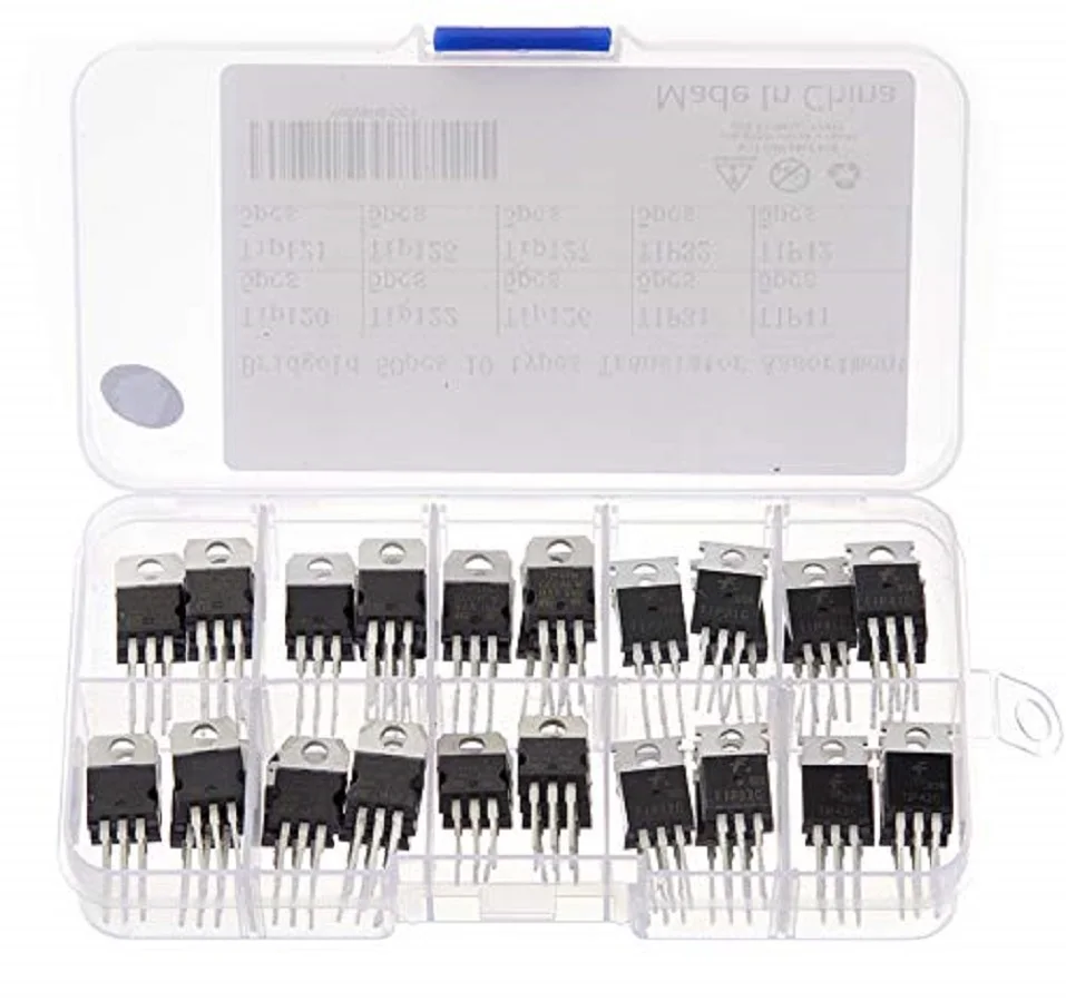 50pcs 10Types TIP Series Transistors Assortment Kit, Including TIP31 TIP32 TIP41 TIP42 TIP120 TIP121 TIP122 TIP125 TIP126 TIP127