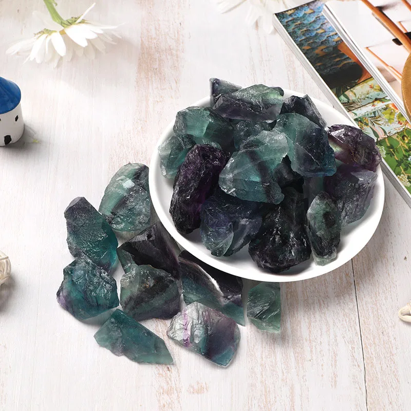 

100g Natural Fluorite Green Purple Stone Healing Reiki Collection Mineral Specimen for Home and Decoration Aquarium Accessories