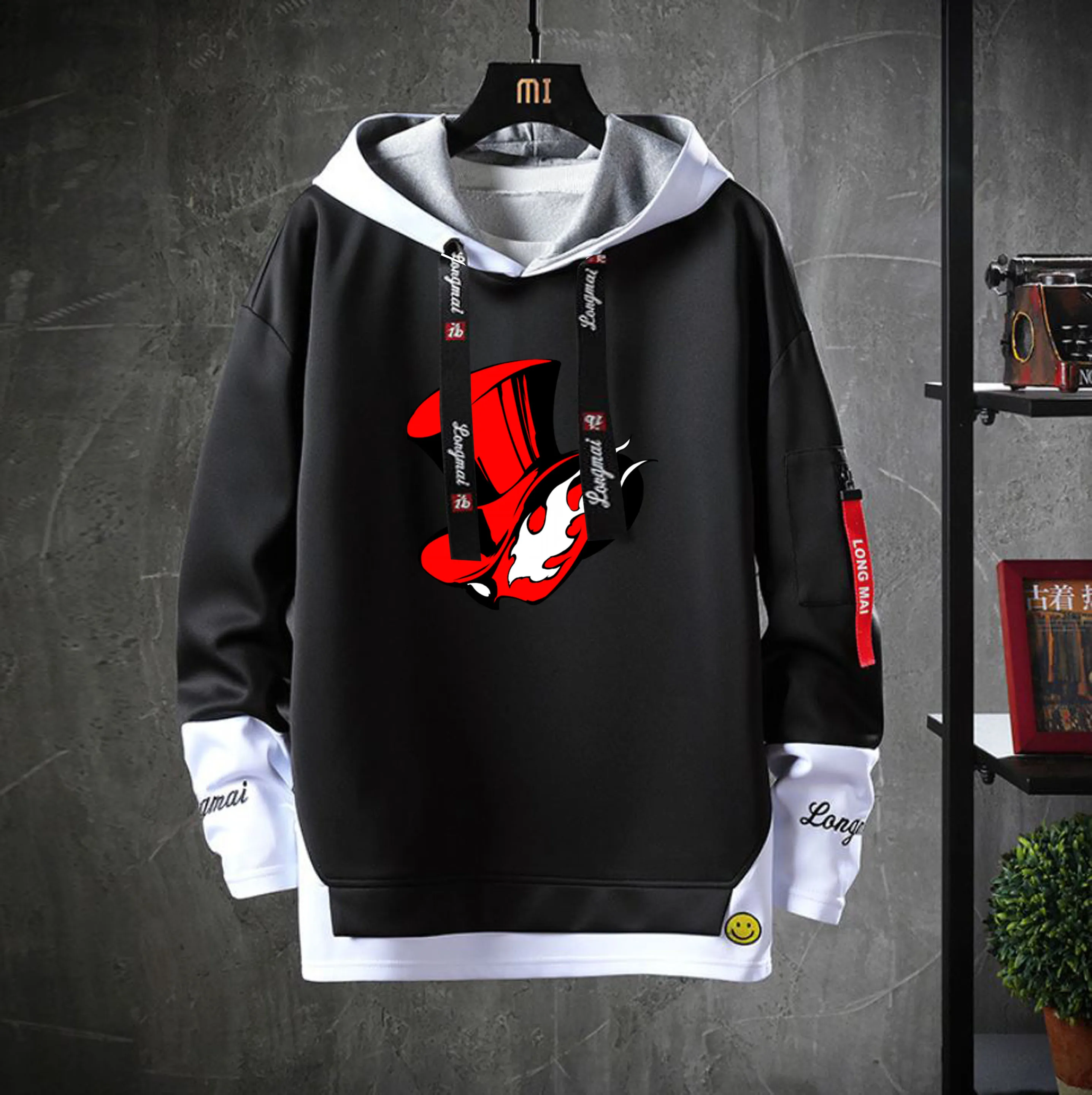 Game anime Persona 5 Hooded Teenagers cosplay P5 cartoon Costume coat Unisex Casual Fake Two-Piece Hoodies Sweatshirt jacket