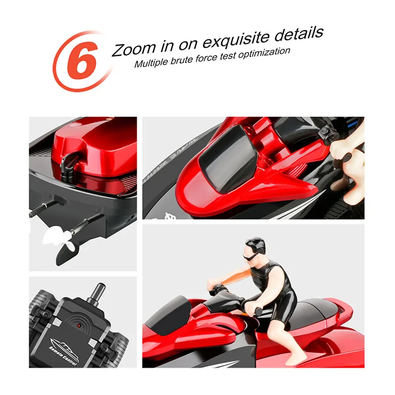 2.4G Remote Control Motorboat Full-sealed Waterproof 20KM/H High Speed 100M Control Dual Motor Drive Electric RC Boat Kids' Toy