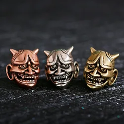 Ethnic Bronze Demon Head Beads Vintage Copper Beads For Making Paracord Rope Bracelet Accessories Survival