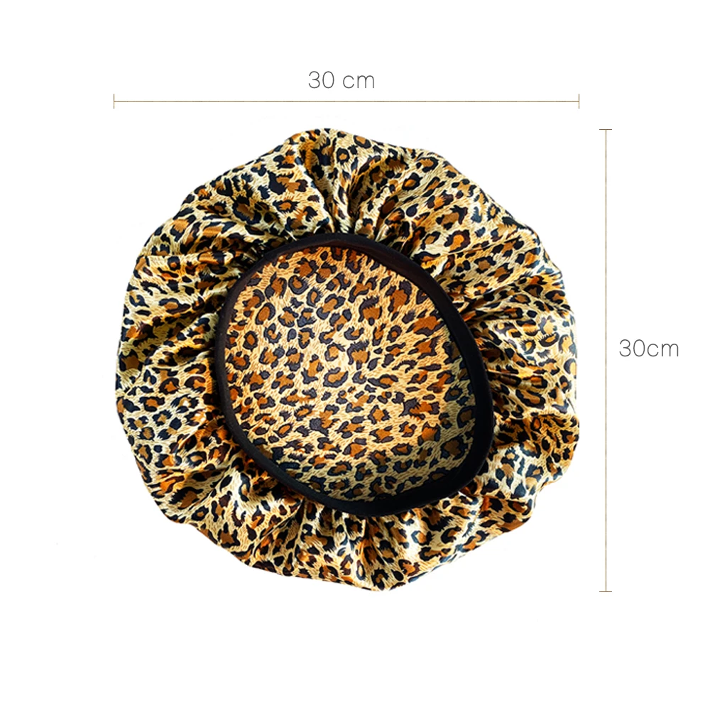 Атласная шапочка с леопардовым принтом, головной убор для ухода за волосами