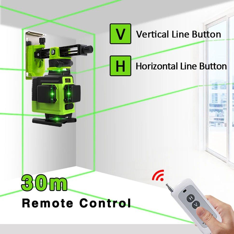 Clubiona 4D 16 lines Professional German Core Floor Ceiling Remote Control Green Line Laser Level with 5000mahs Li-Ion Battery