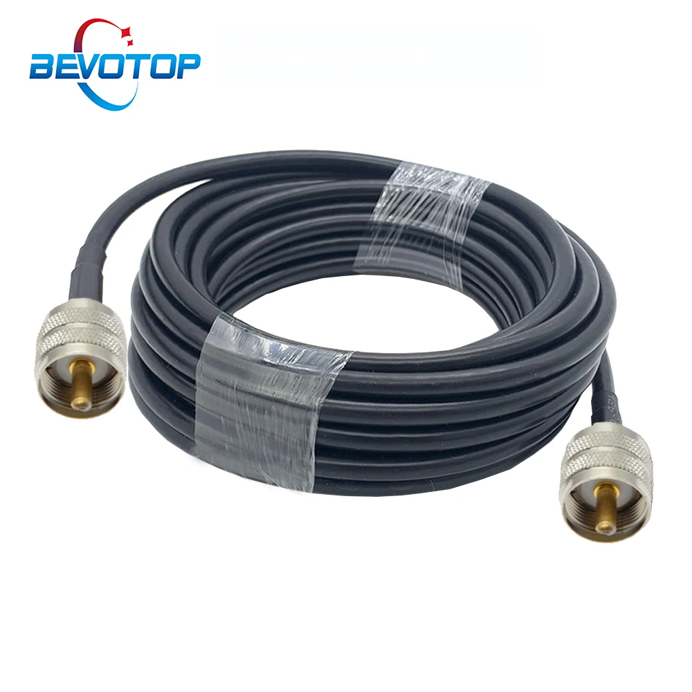 BEVOTOP-Cable Coaxial LMR240 PL259, conector macho UHF a macho UHF, adaptador RF, 50ohm, 50-4 coletas, Cable de extensión de Radio Ham