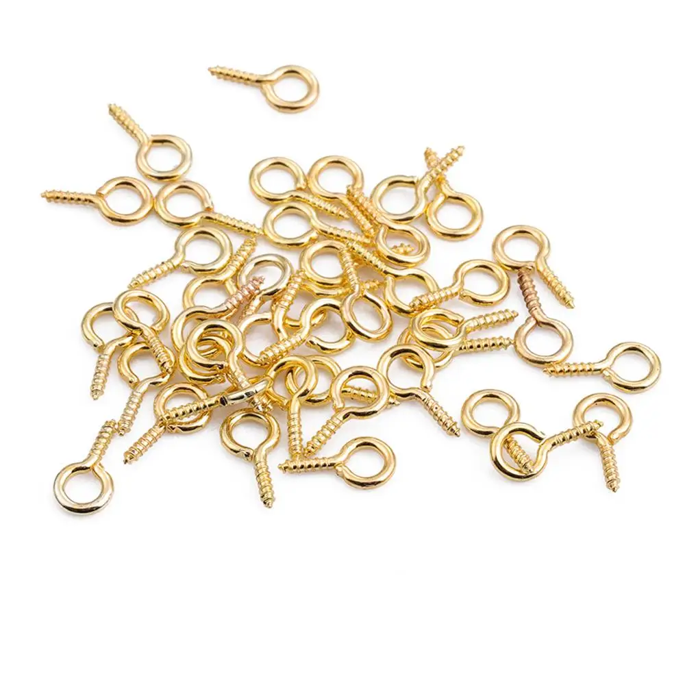 200 stücke Kleine Tiny Mini Auge Pins Nietstifte Haken Ösen Schraube Gewinde Gold Rhodium Umklammert Haken Für DIY Schmuck Machen erkenntnisse
