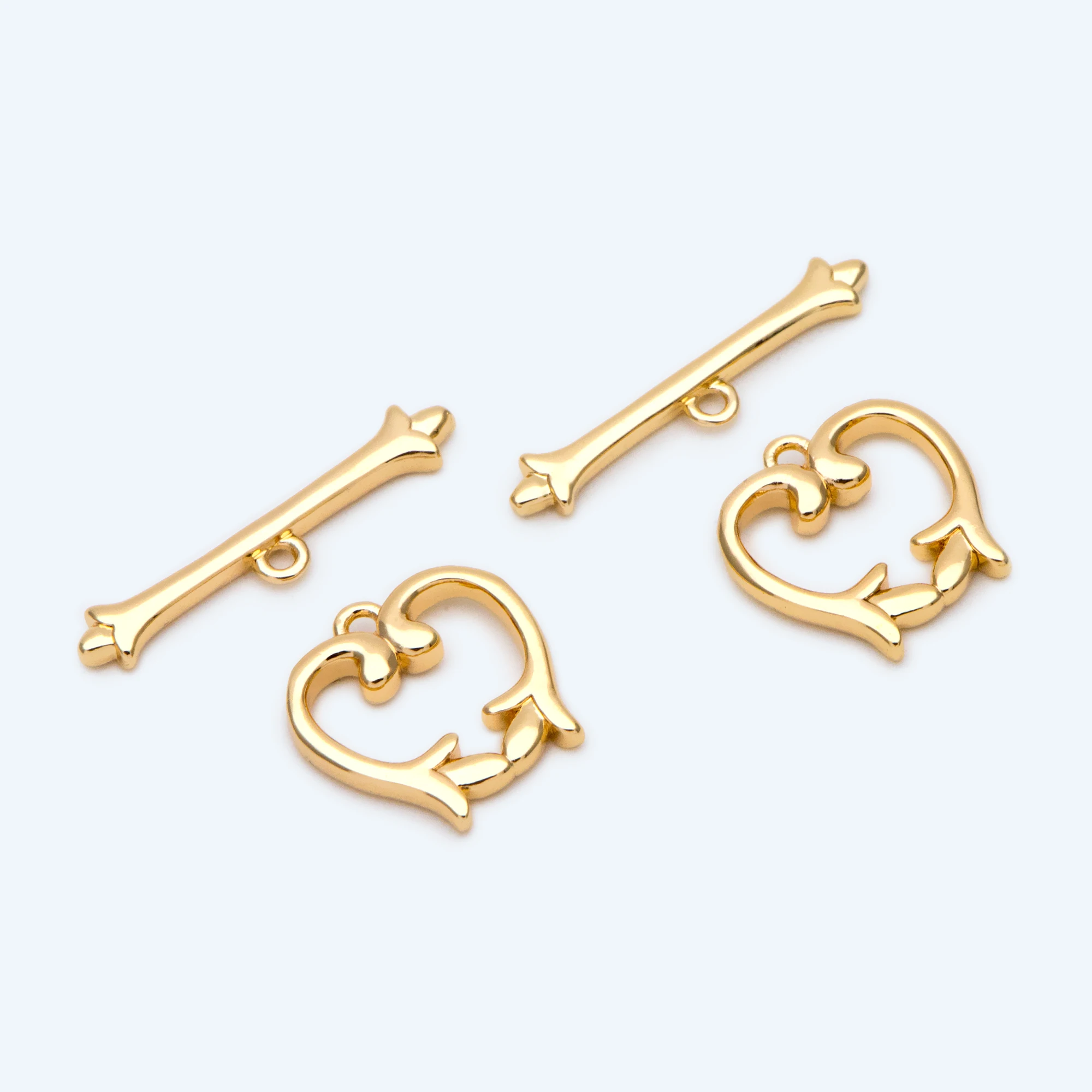 

10pcs 18K Gold Plated Flower Toggle Clasp Buckle Connector Fastener Bracelet For DIY Jewelry Making Accessories (GB-2561)