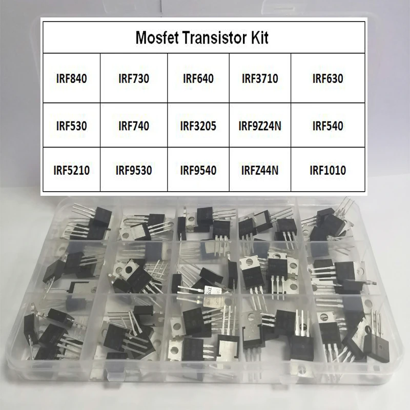 75Pcs/Box 15Values Field Effect Transistor Kit IRF3205 IRF640 IRF740 IRF840 IRF530 IRF630 IRF1010 IRFZ44 IRF9540 IRF730 IRF9Z24