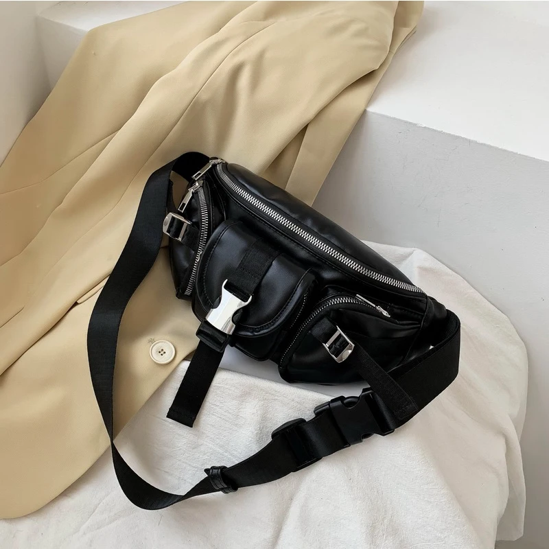 2023 Solid Pu Leather Handbag Women Chest Pack Punk Bag Women\'s Belt Waist Bag Women Waist Pack Cell Phone Mini Chest Bag