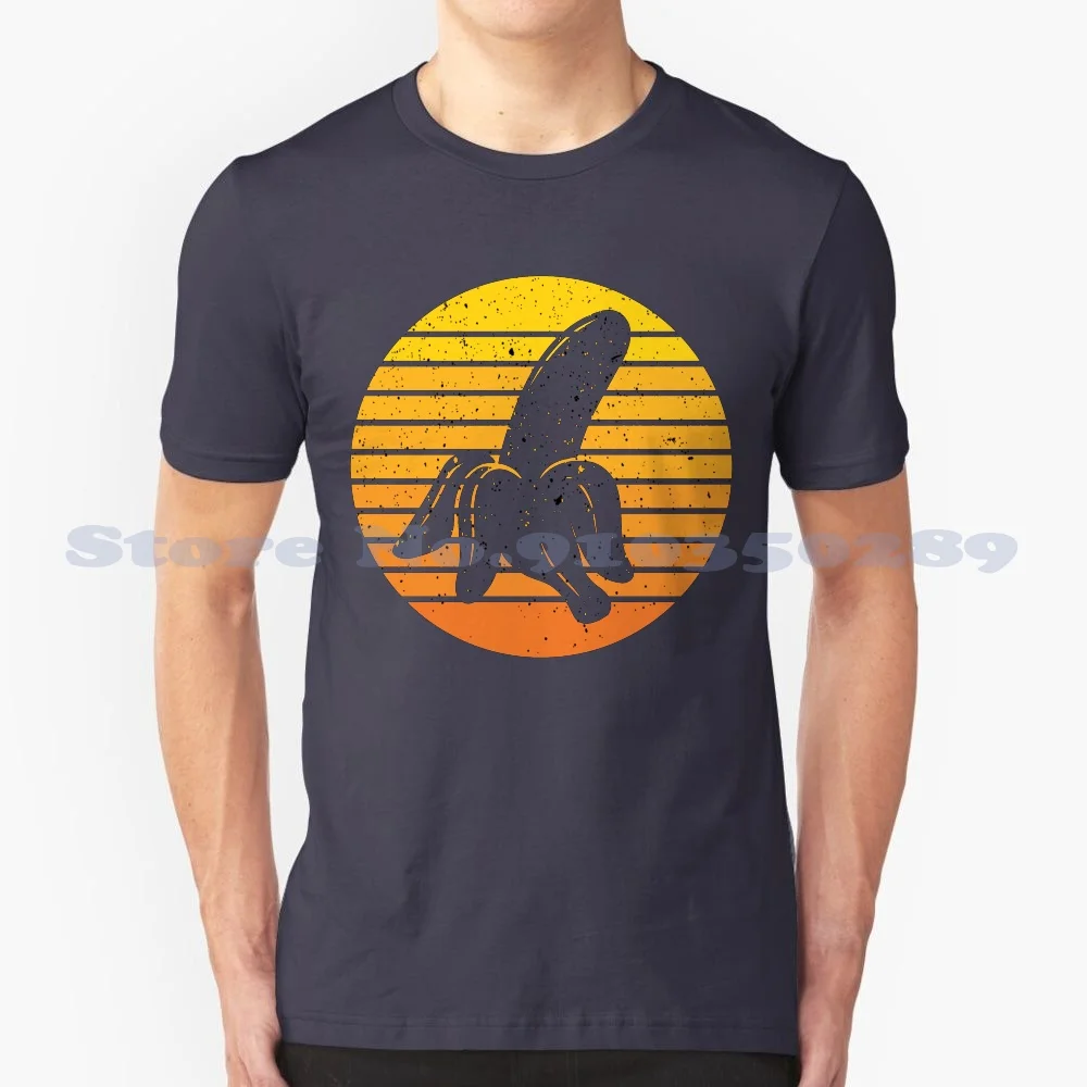 Banana Fun In The Sun Grunge Dark 100% Cotton T-Shirt Bananas Banaan Elongated Fruit Yellow Tropical Fruit Banana Peel Retro