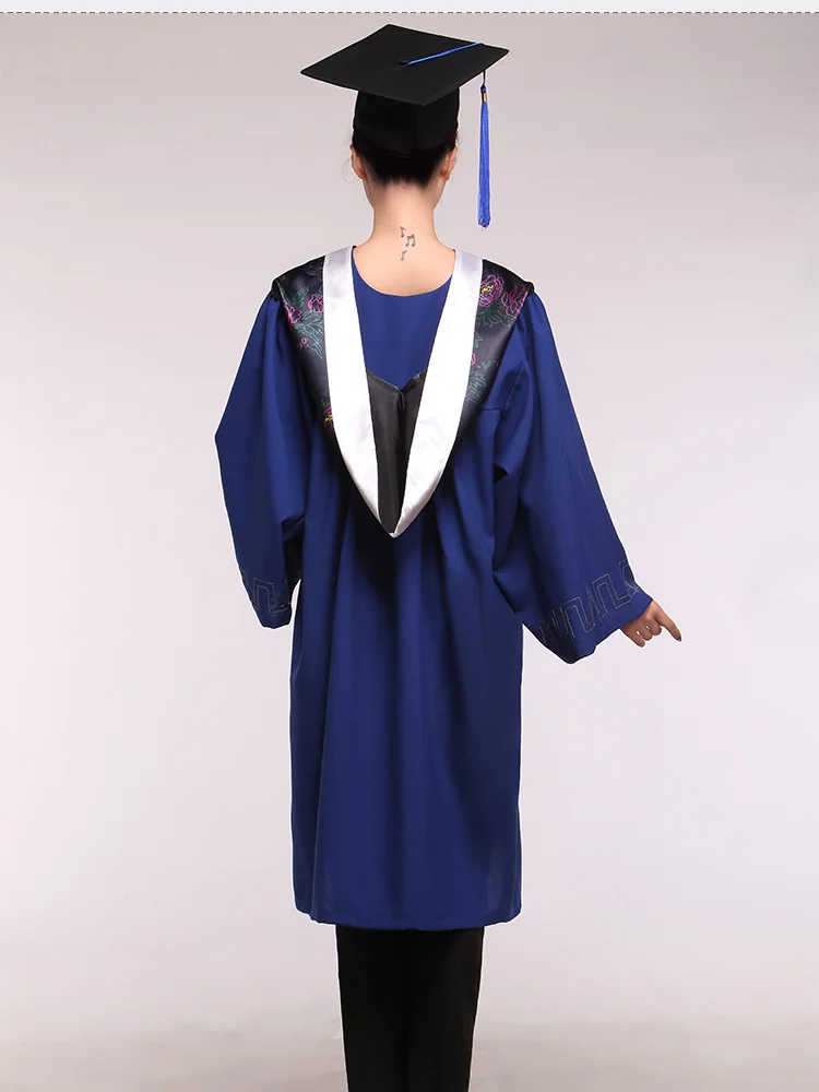 Master's Degree Kleid, Junggesellenkostüm und Mütze, Kleidung für Universitätsabsolventen, akademisches Kleid, Kleidung und Bekleidung für College-Abschlussfeier