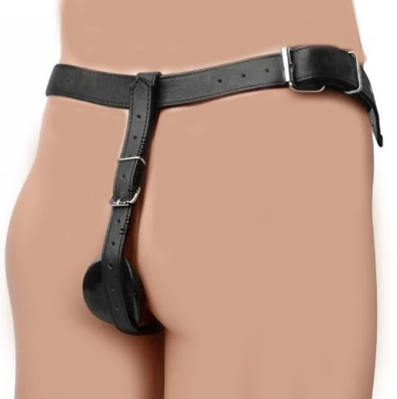 Deluxe Leather Chastity Belt,Strap-on Butt Plug Harness,Bdsm Bondage With Cock Ring,Strapon Anal Plug,Adult Sex Toys For Men