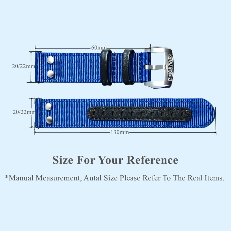 San Martin Watch Straps 20mm 22mm Watchband Fashion Rivet Stitching Quick Release Spring Bar Self Made Premium Pin Buckle Loops