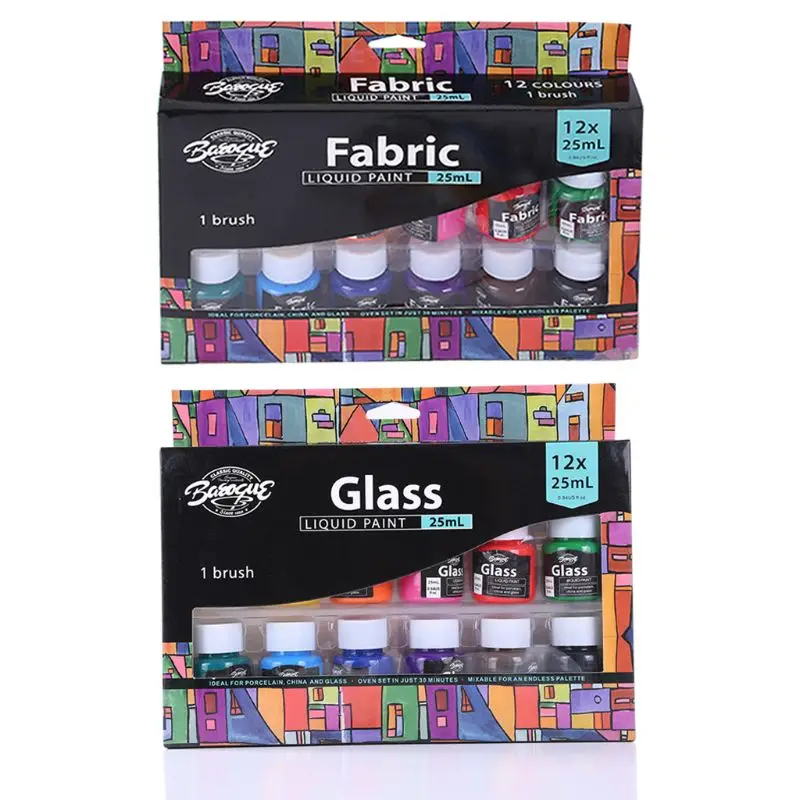 12X25Ml Cơ Thể Nặng Màu Sắc Phong Phú Các Sắc Tố Kính Sơn Bộ Tranh Canvas Đồ Thủ Công