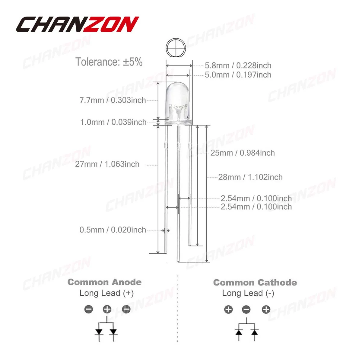 100Pcs 5mm Led Diode Bicolor Two Color Red Green Blue Commmon Anode Cathode 2V 3V F5 Clear Diffused DIP Light Emitting Lamp Blub