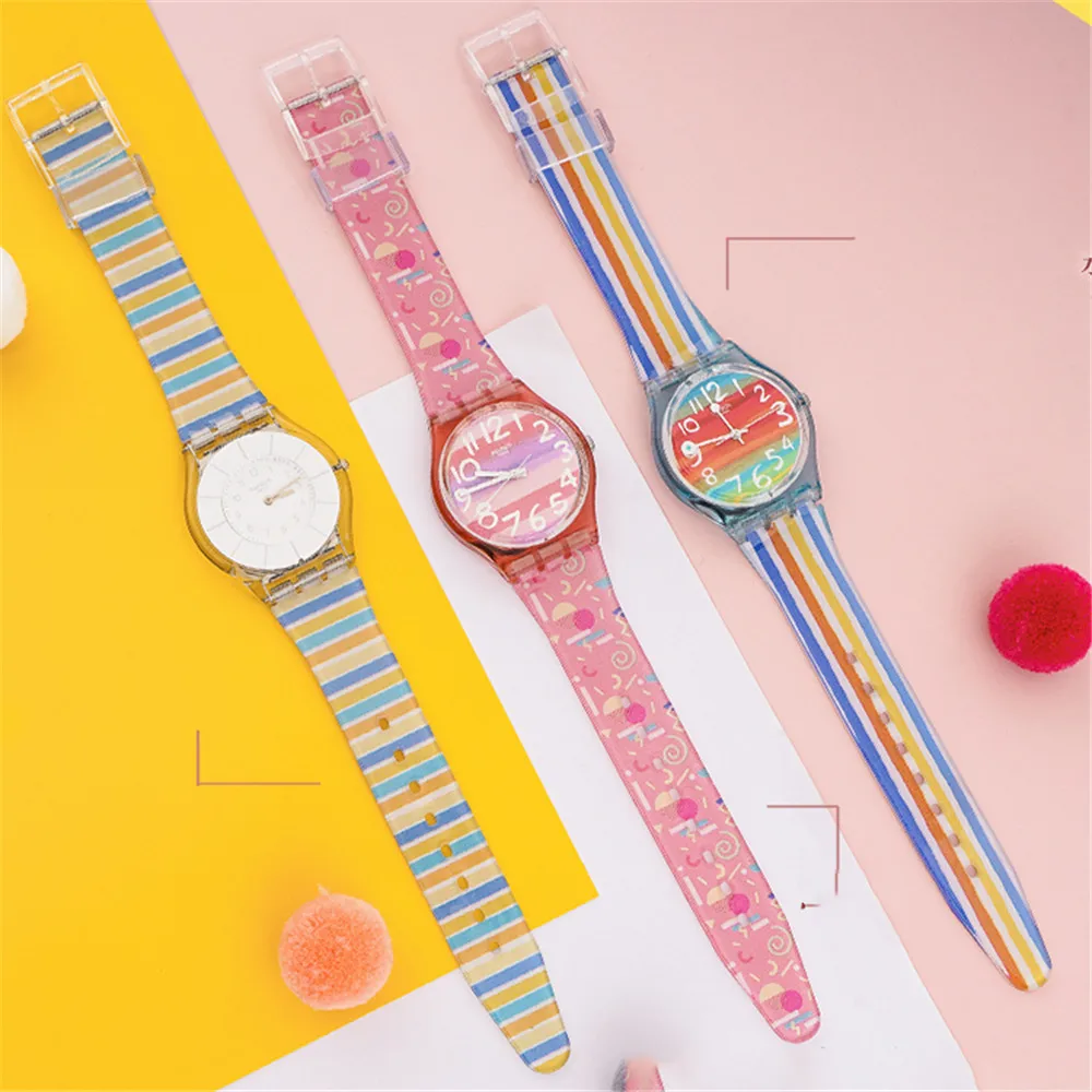 16mm 17mm 19mm Soft Silicone Watch Band for Swatch Strap Colorful Printed Rubber Wrist Bracelet Watchband Accessories for SWATCH