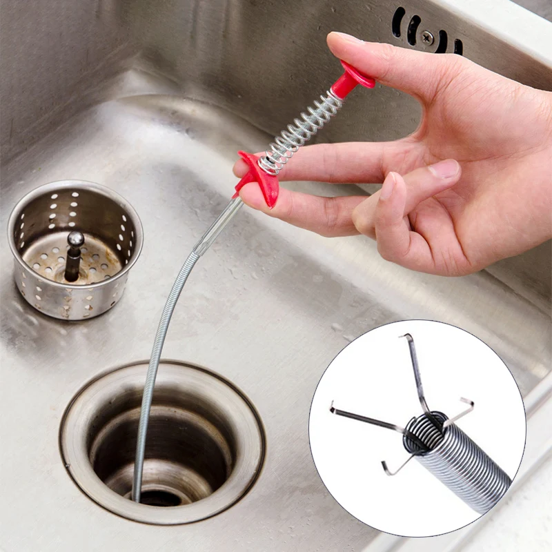 62cm/24inch Drain Snake, Spring Pipe Dredging Tools, Drain Cleaner Sticks Clog Remover Cleaning Tools Household for Kitchen Sink