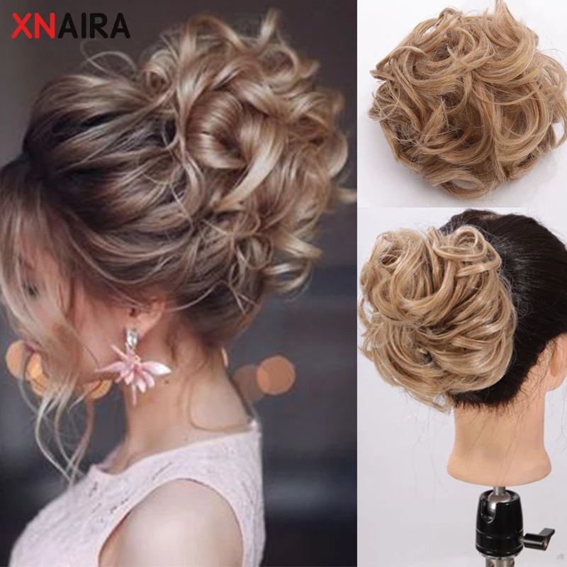 XNaira Synthetic Women\'s Messy Hair Bun Curly Bun Donuts Hair Bun Pad Hair Extension Clip Hair Ring