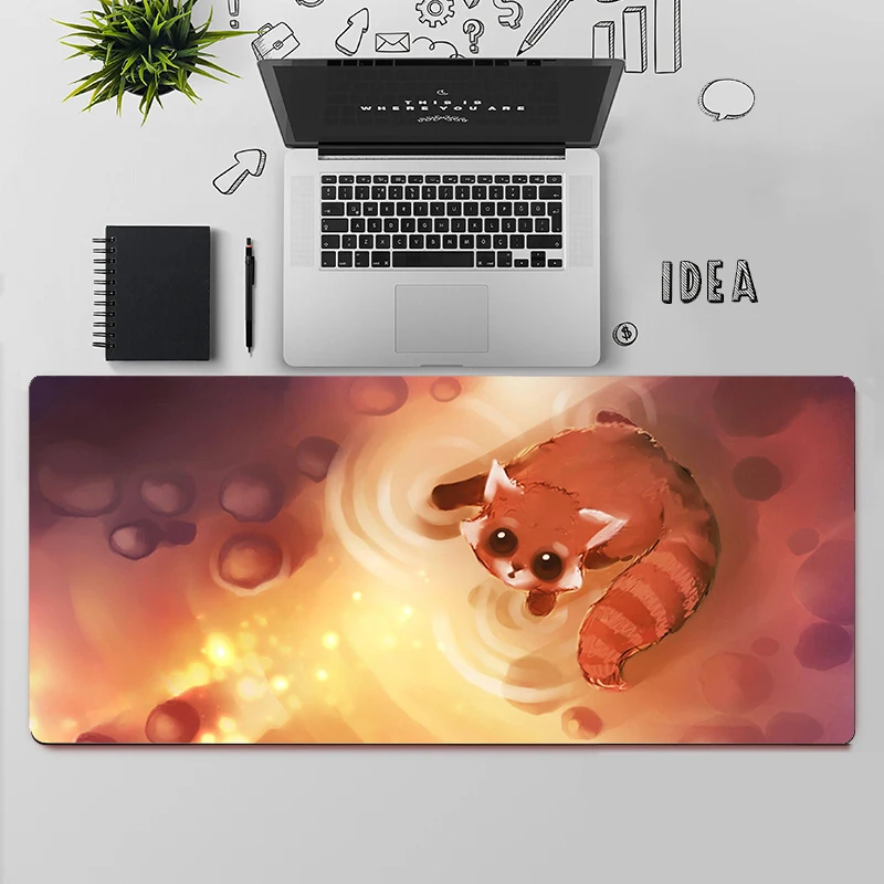 Grand tapis de souris de jeu pour PC Gamer, ordinateur, polymères, grand, sous-clavier, bureau, mignon, renard de dessin animé, média