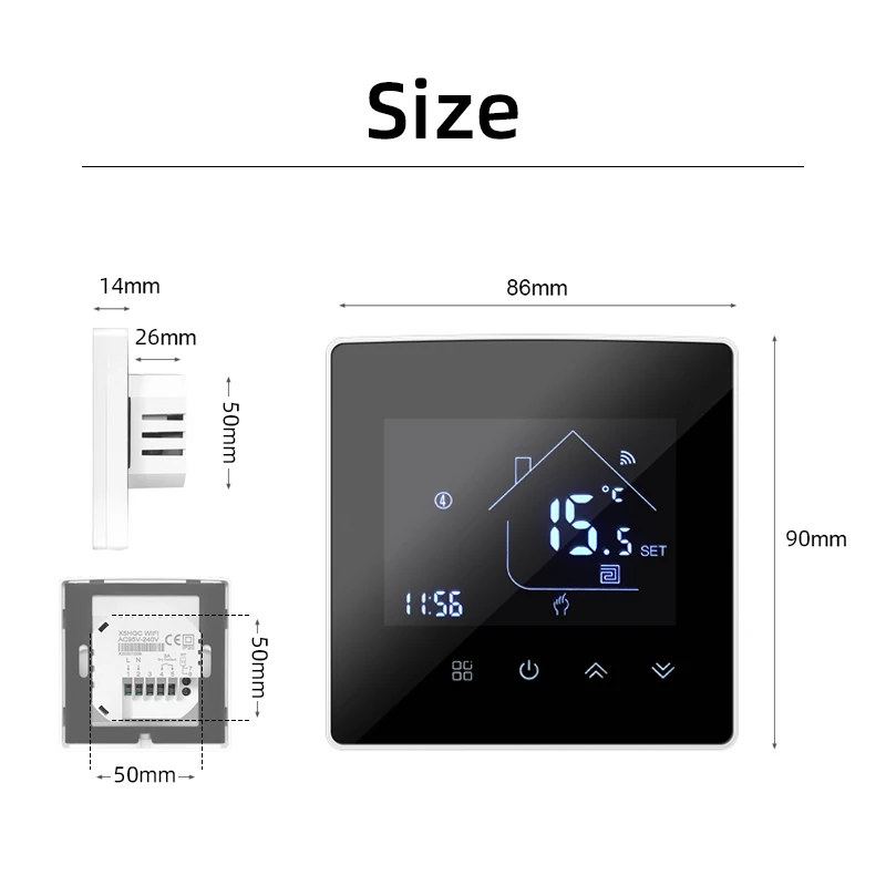 AllbeAI Tuya WiFi Thermostat,Electric Warm Floor/Water Heating/Water Gas Boiler Temperature Controller For Google Home Alexa