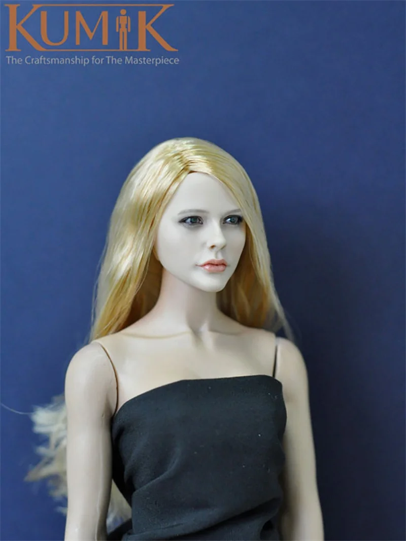 KM13-1 1/6 Scale Gold Yellow Hair Female Head Sculpture For 12