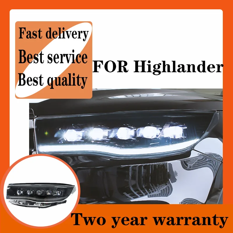 For Toyota Highlander LED Headlight 2015-2017 Head Lamp DRL Signal Projector Lens Automotive Accessories