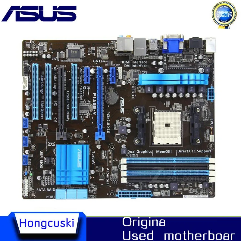 

For ASUS F1A55-V Motherboard Socket FM1 DDR3 For AMD A55M A55 Original Desktop Mainboard SATA II Used Mainboard