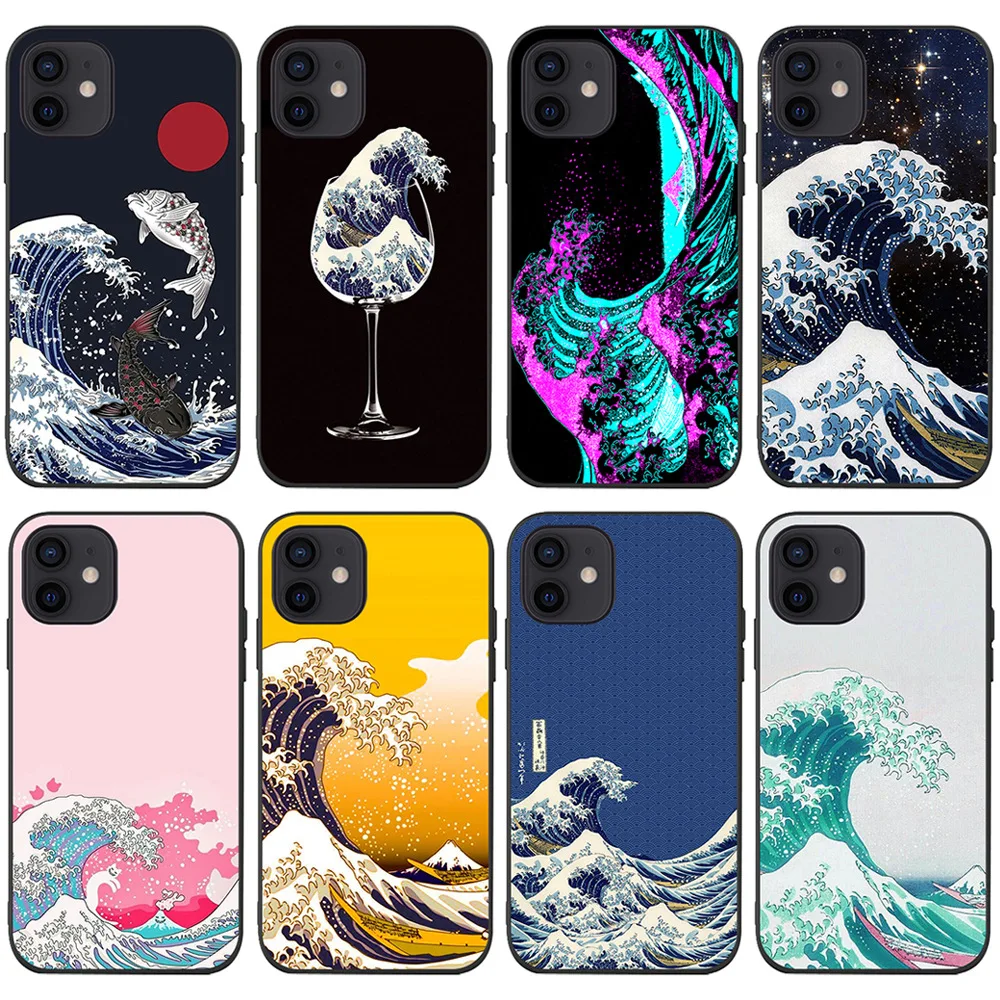 For iphone 12 11 Pro 11Pro 12Pro Max mini 7 8 Plus Case For iphone X XR XS max SE 2020 Phone Cases Kanagawa Surfing Wave Cover