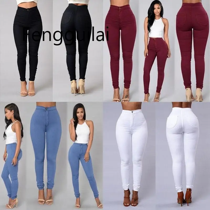 S-XXXL Women Denim Skinny Jeggings Pants High Waist Stretch Jeans Slim Pencil Trousers Wash Skinny Jeans Woman High Waist Winter