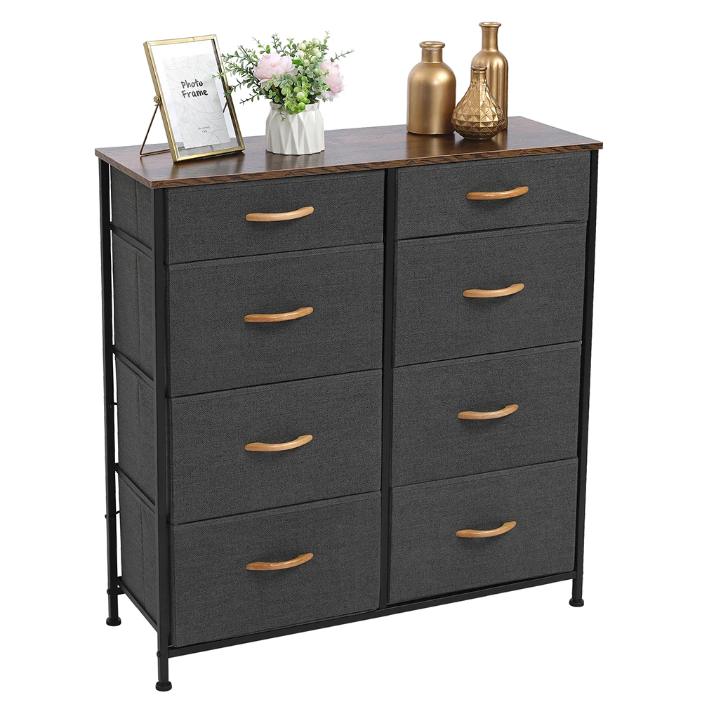 Side Table Furniture Storage Tower Sturdy Steel Frame  Easy Pull Fabric Bins  Organizer Unit for Bedroom Hallway Entryway