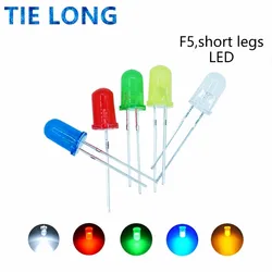 TieLong 5 colors x20pcs =100pcs F5 5MM Round Yellow White Red Green Blue Diffused Round DIP Diode LED Lamp Light