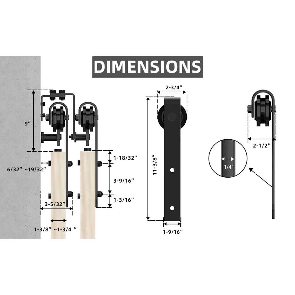 JACHOR 4-16FT Doppel Track Scheune Tür Rutsche Hardware Kit Top Montiert J Form Bypass Hardware Hängen Pulley Set für Doppel tür