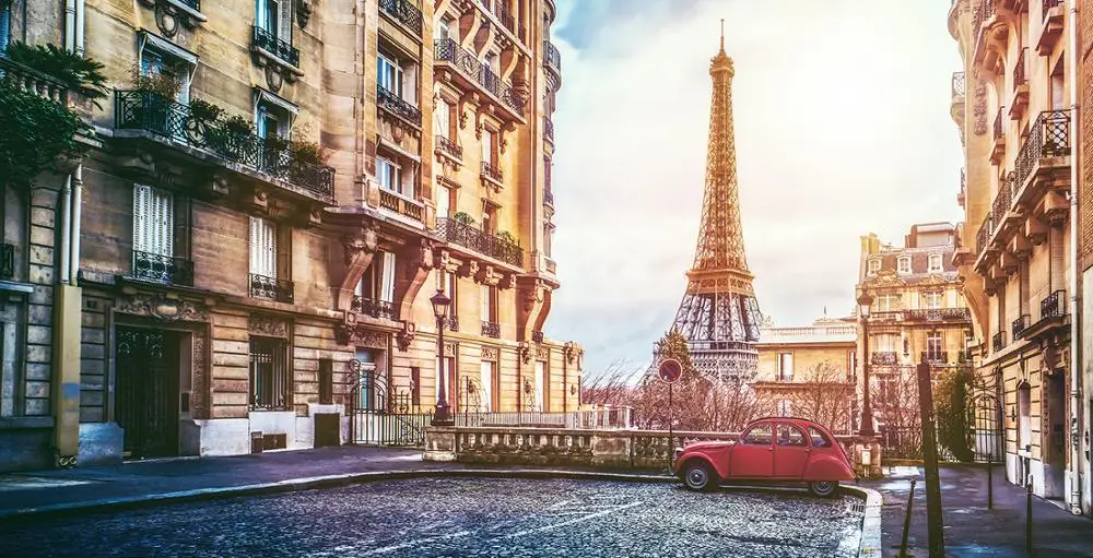 Capisco Landmark Photophone Retro Portrait Photography Backgrounds Car Paris Street Building Eiffel Tower Photo Backdrops Props